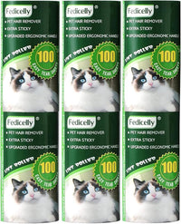 Fedicelly Lint Rollers Pet Hair Extra Sticky Refills,Mega Value Set 600 Sheets for Cat and Dog Hair Removal,100 Sheets Per Roller (Pack of 6)