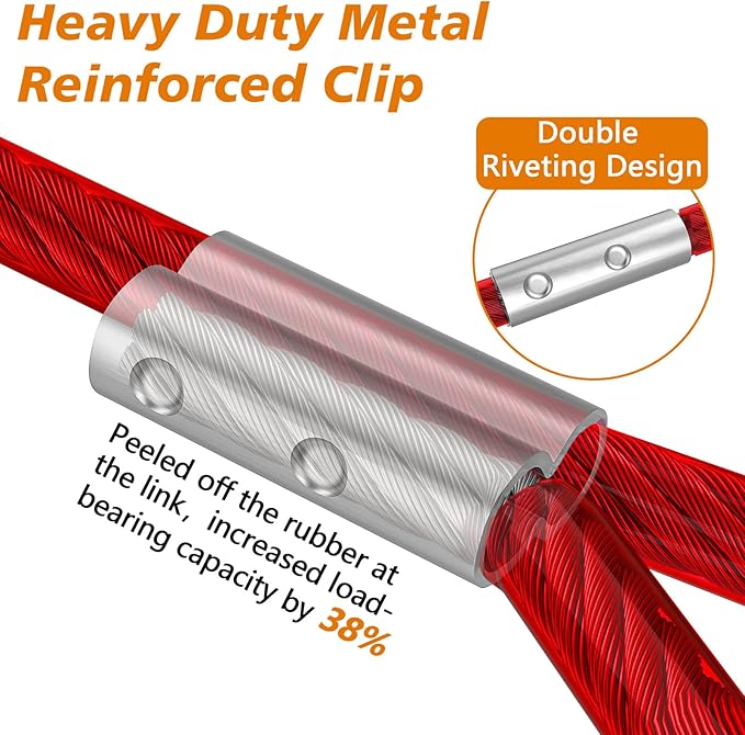XiaZ 25ft Dog Tie Out Cable, Heavy Duty Dog Chains for Outside with Lockable Hook, Pet Runner Cable Leads for Yard, Dogs Line Tether for Small Medium Large Dogs Up to 125 LBS