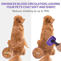 Dog Brush Kit – 3 PCS Grooming Set with Self-Cleaning Brush, Undercoat Rake & Pet Bath Brush. Great for Shedding, Tangles & Dirt Removal – Ideal for Long & Short Haired Dogs & Cats, Purple