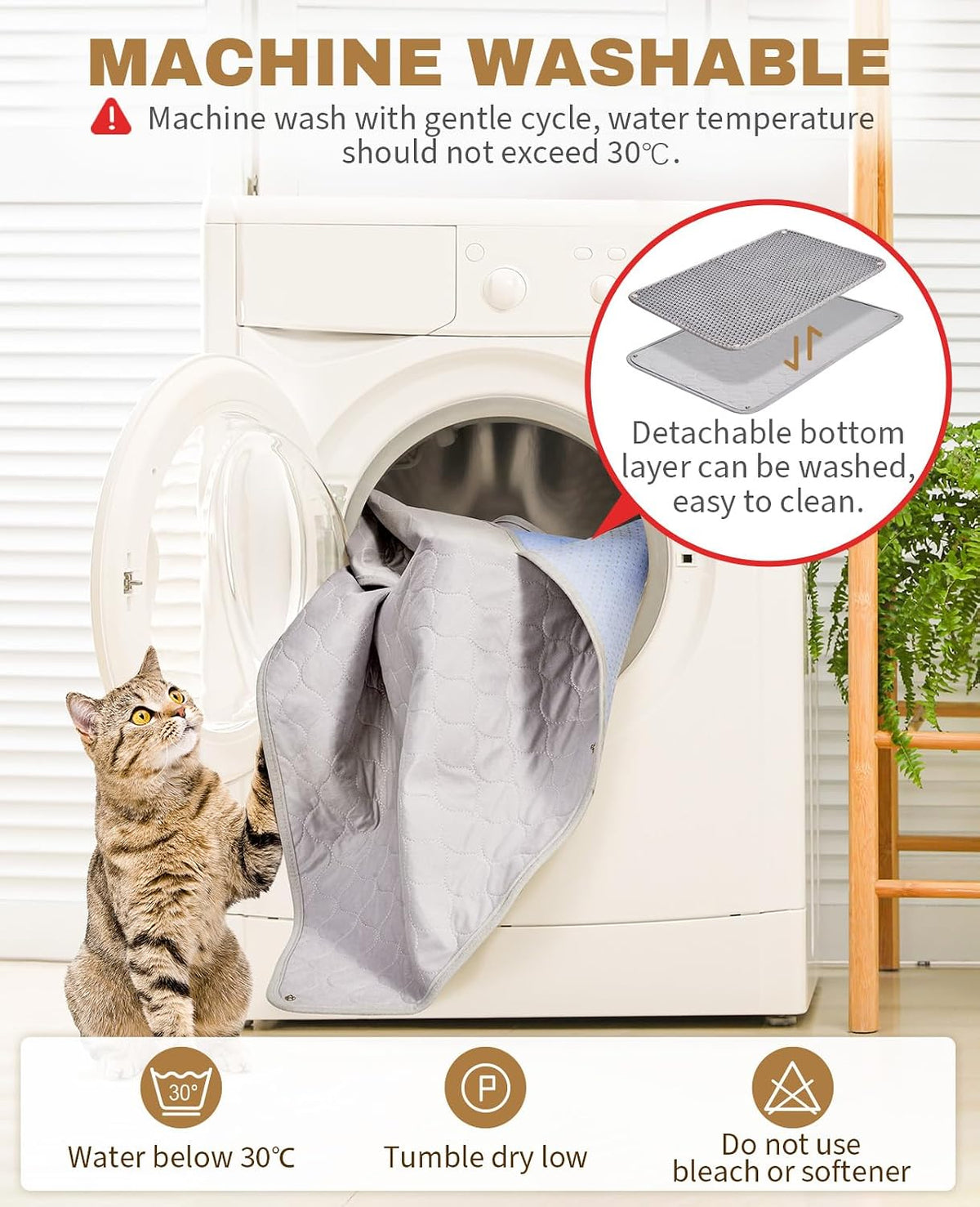Fostanfly Cat Litter Mat, Machine Washable - Grey - image 3