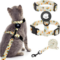 BINGPET Cat Harness with Airtag Holder - Cute Bee (Buckles on Neck & Chest)