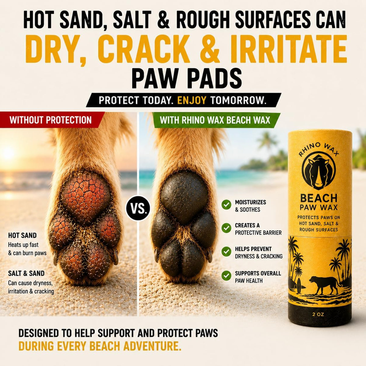 Dog Paw Protector for Hot Pavement, Asphalt, Streets & Sidewalks – Essentials for Dogs - Paw Beach Wax - image 2