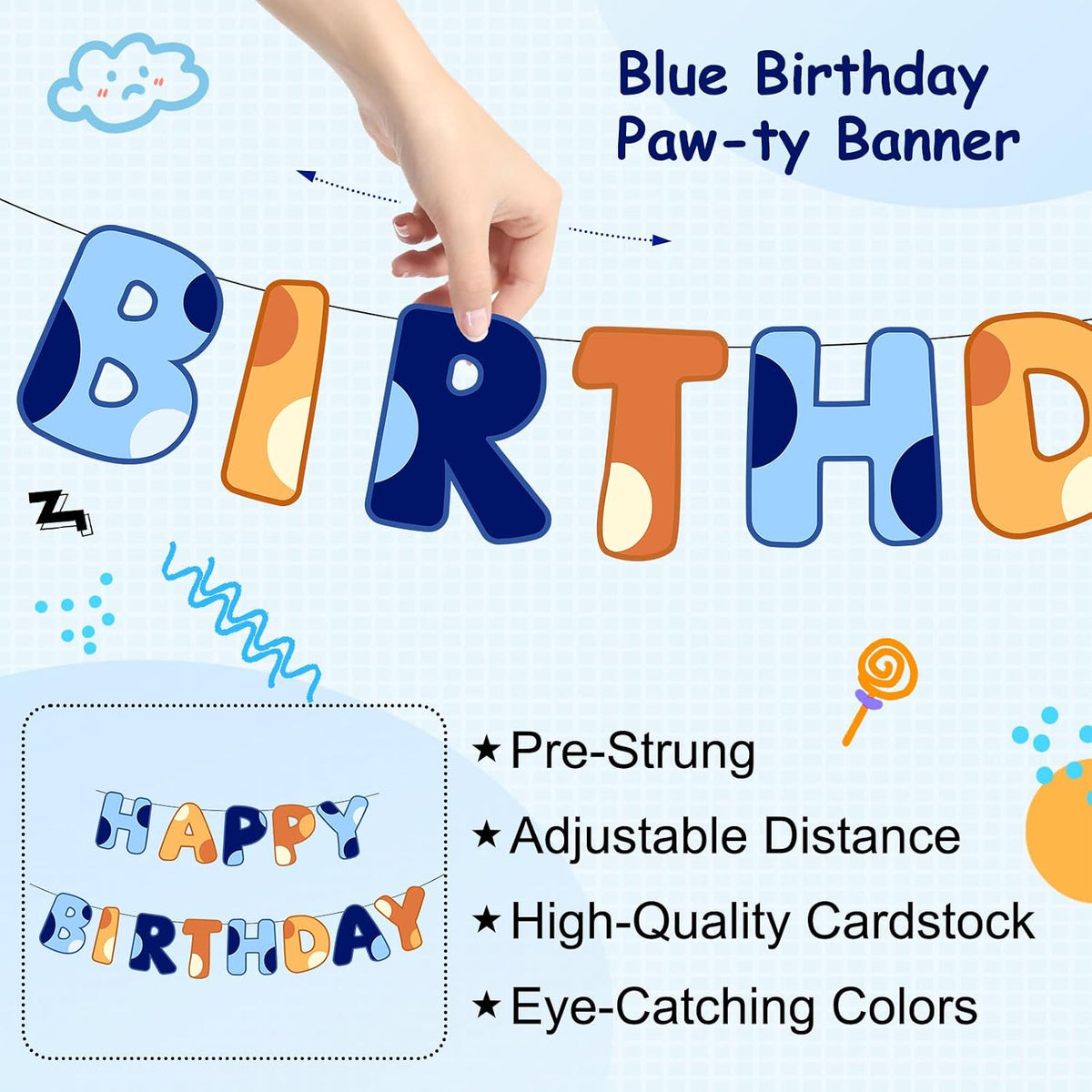 Halloween Birthday Banner - Blue & Orange / Dog - image 3