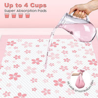 MIZOK Puppy Pads 22"x 22" with Leak-Proof Quick-Dry Design Pee Pads for Dogs Potty Training, 6-Layer Standard Absorbency Dog Pee Pads Regular Size, Pink Cherry Blossom Pattern (50 Counts)