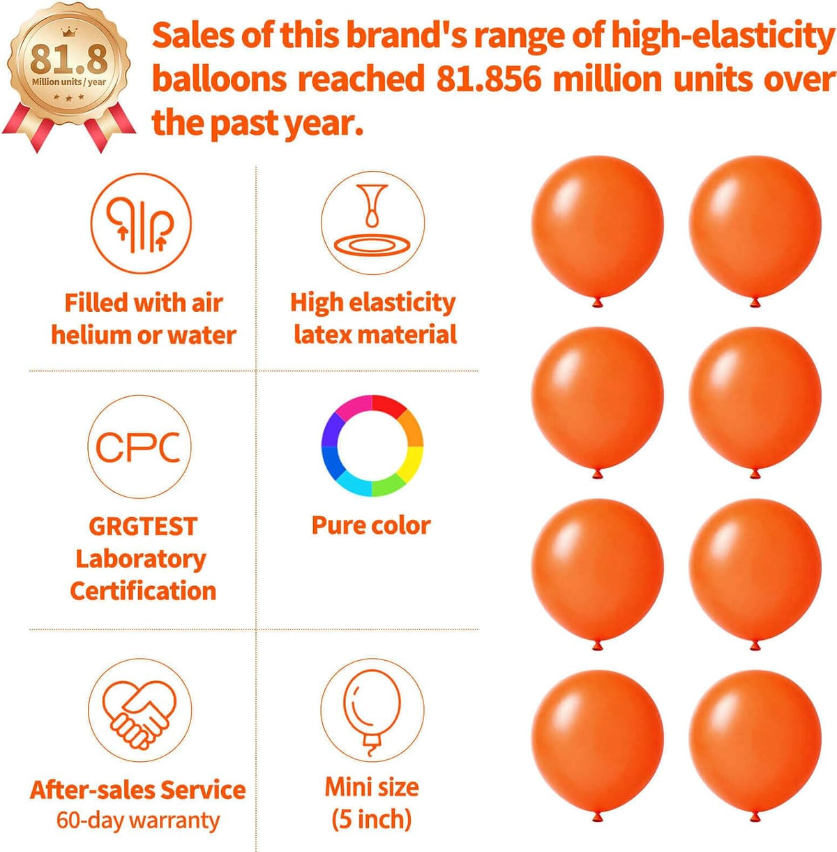 110pcs Black Balloon 12 inch - 5inch(small) / B09-orange - image 2