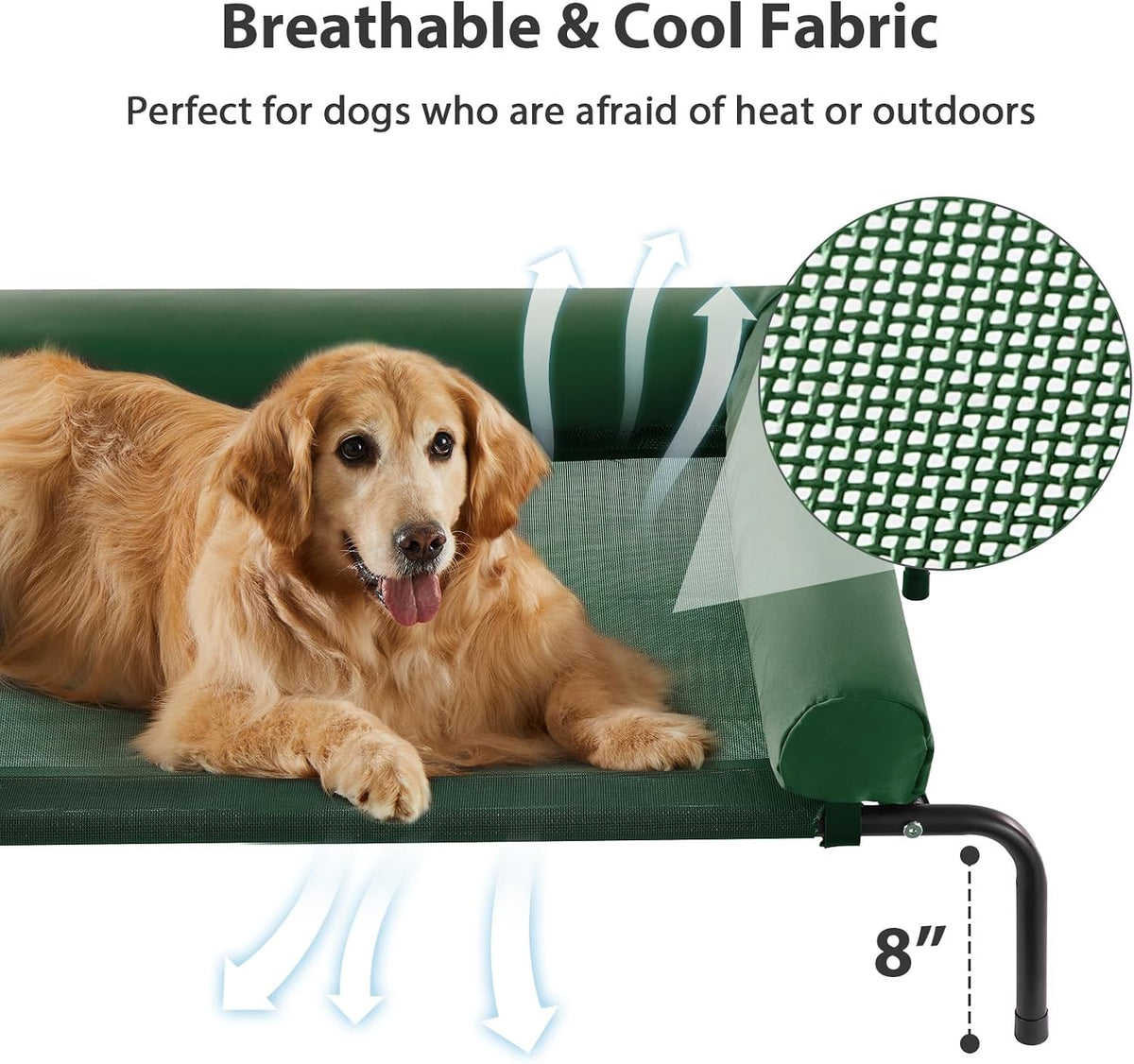 RRPETHOME Elevated Cooling Dog Cot 43x31" - Green / 48.0"L x 35.0"W x 8.0"Th - image 3