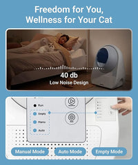 CATLINK 2025 Upgrade Automatic Cat Litter Box Self Cleaning for Multiple Cats with Mat, Double Odor Removal, Cat Litter Box for Cats from 3.5～22 lbs