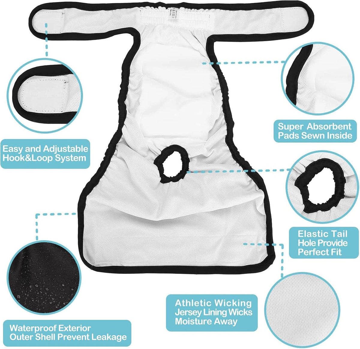 Avont 3 Pack Reusable Dog Diapers - Pure Color - 3 Black / XL - image 4