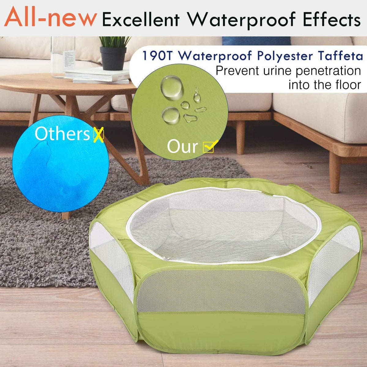 Pawaboo Small Animal Playpen, Waterproof Portable Pet Cage Tent - A-Green / 1 - image 4