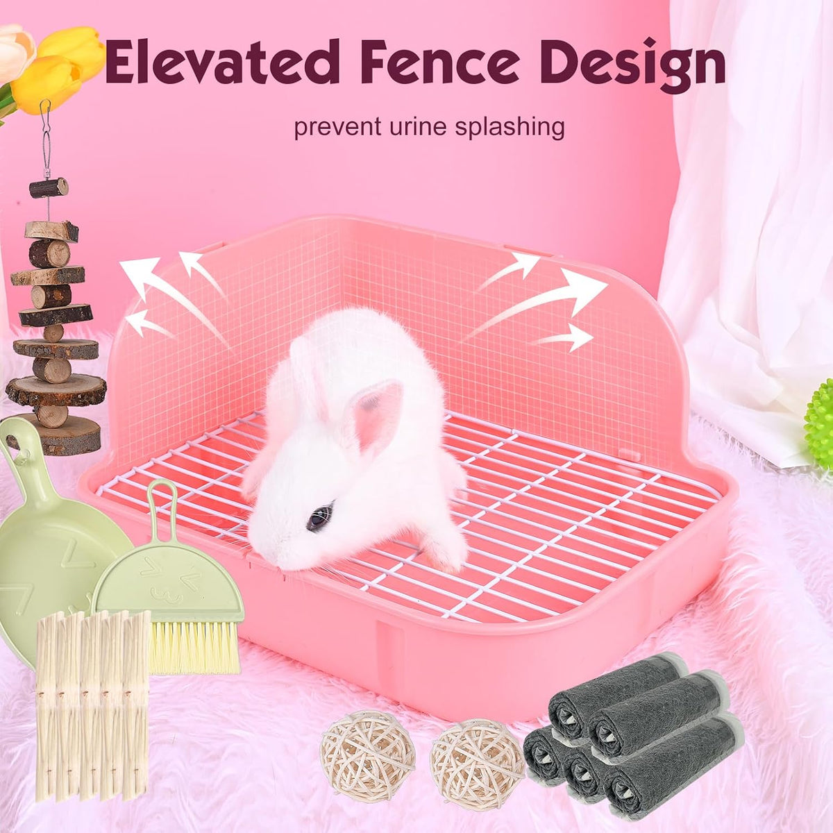 RUBYHOME Rabbit Litter Box Toilet - Pink - image 3