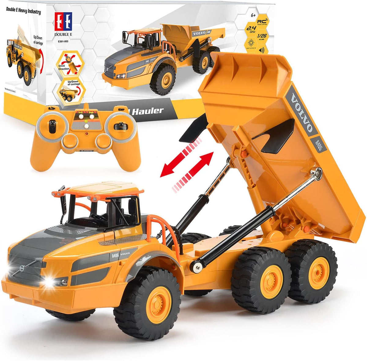 Double E Volvo 1:16 Scale Remote Control Excavator - Yellow