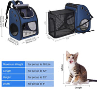Expandable Cat Backpack Carrier for Small Cats/Dogs Airline Approved – Essentials for Dogs - Blue-Standard - image 2