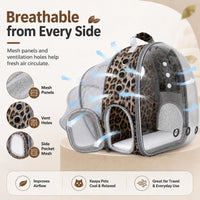 Expandable Cat Carrier Backpack with Bubble Window - Leopard Print - image 4
