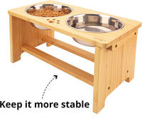 HTB Elevated Dog Bowls,Raised Dog Bowl Stand with 2 Stainless Steel Bowls,Elevated Raised Dog Bowls - large-10"tall,48 Oz bowl / Bamboo - image 4