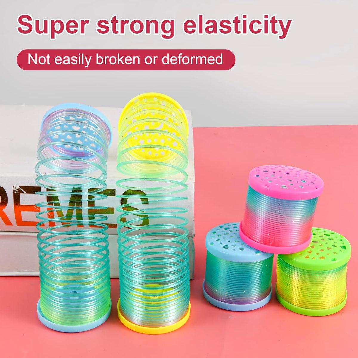 ZJDL glow in the dark coil spring toys, 8 pack of mini rainbow springs - view 4