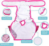 Avont 3 Pack Reusable Dog Diapers Female-Strawberry/Orange/Cherry – Essentials for Dogs - Mermaid Pattern - Purple Pink Blue / XL - image 4