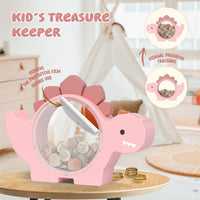 Summidate Wooden Dinosaur Piggy Bank - Pink / Standard - image 4