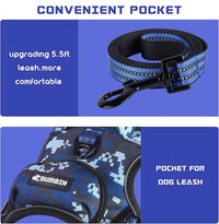 BUMBIN Dog Harness for Large Dogs, No Pull Adjustable No Choke Pet Vest with Dog Leash Fit Smart Reflective Pet Walking Harness for Training Easy Control Soft Handle Blue Camo L