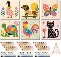 FQOVKYN 4 pack paint by number kit for kids with cute animal 8x8 canvases - view 4