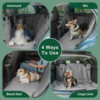 Dog Car Seat Cover for Back Seats 100% Waterproof with Metal Buckle Mesh Window Scratch Proof Heavy Duty Rear Backseat Protector Hammock for Pet, SUV Truck Vehicle Accessories, 54" x 58", Grey
