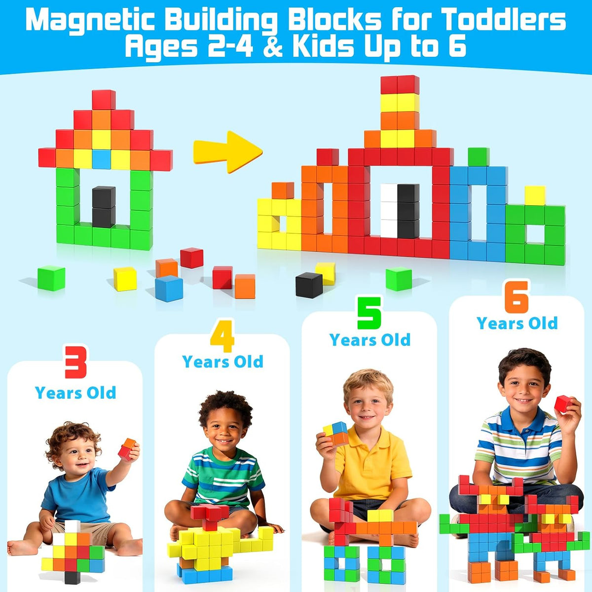 48PCS Large Magnetic Blocks - Multicolor / Rainbow Set - image 3