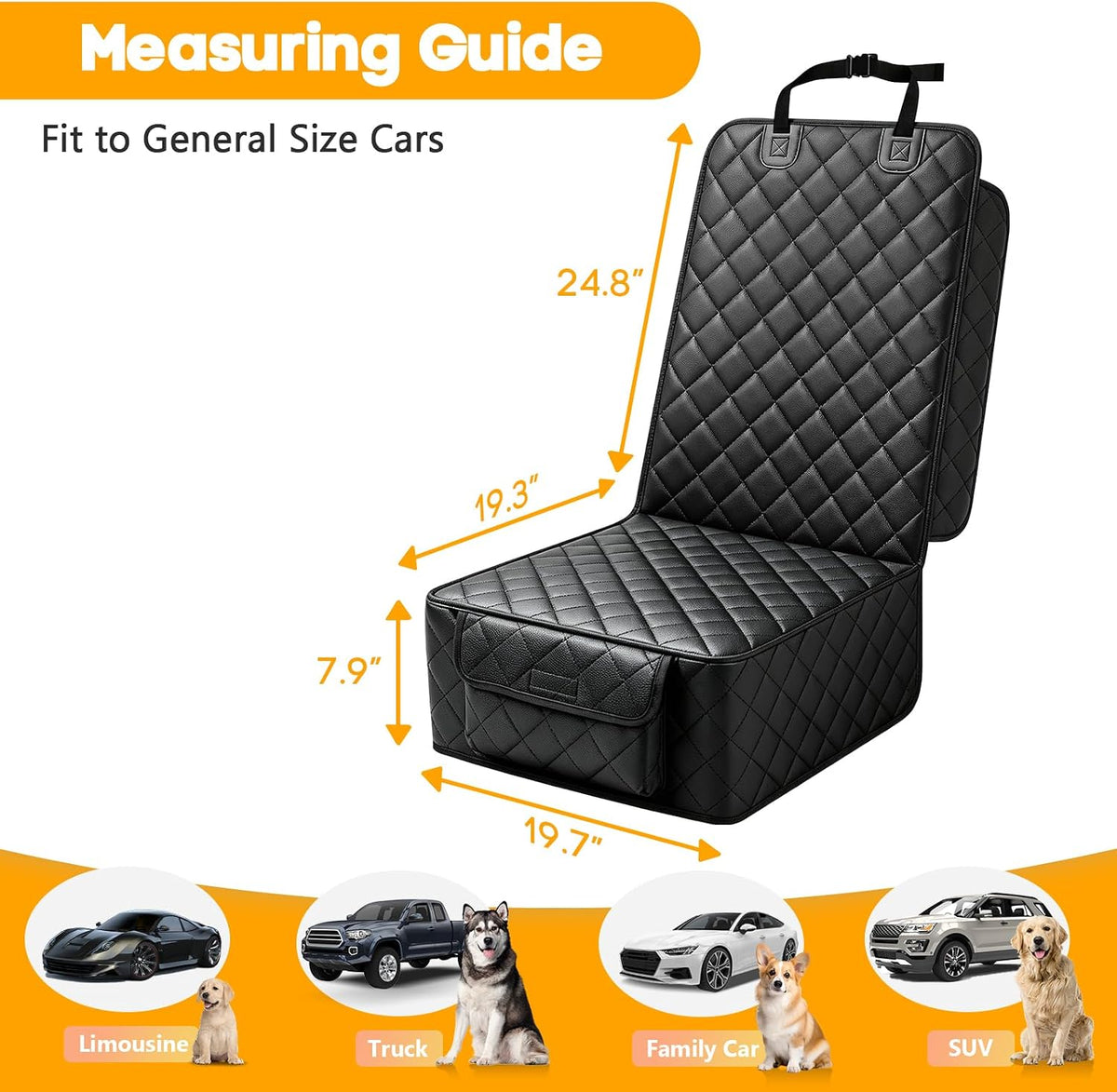 Waterproof Front Seat Car Cover 2 Pack, Full Protection – Essentials for Dogs - Black-PU Leather - image 4
