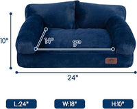 Hollypet Fluffy Plush Pet Cat Couch Sofa Soft Calming Pet Dog Sofa Beds for Medium Small Cats and Dogs, Cobalt Blue