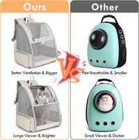 Cat Backpack Carrier, Small Dog Carrier Backpack with Fully Ventilated Mesh, Kitten Wand Feather - Beige - image 4