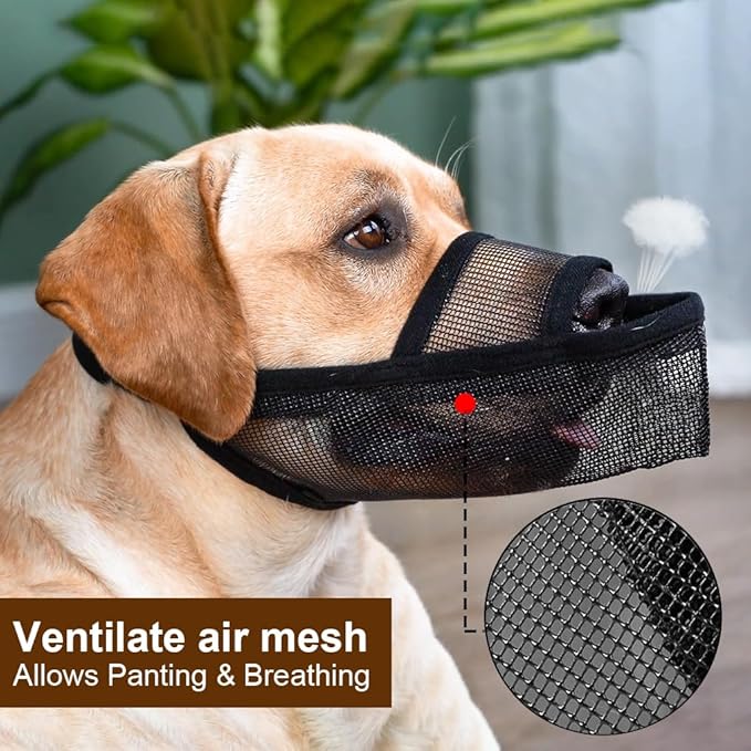 Crazy Felix Nylon Dog Muzzle for Small Medium Large Dogs Poodle Labrador Golden Retriever Doberman, Air Mesh Breathable and Drinkable Pet Muzzle for Anti-Biting Chewing Scavenging(Black,XL)