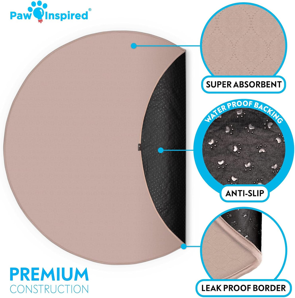 Paw Inspired Round Washable Pee Pads for Dogs - 60" (1 pack) - image 3
