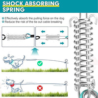 Snagle Paw Dog Tie Out Cable 30FT-1000LBS Break Strength,Heavy Duty Dog Leads for Yard with Shock Absorbing Spring & Swivel Hook,Long Leash Cable for Outdoor Tethering,Dog Line for Small Large Dogs