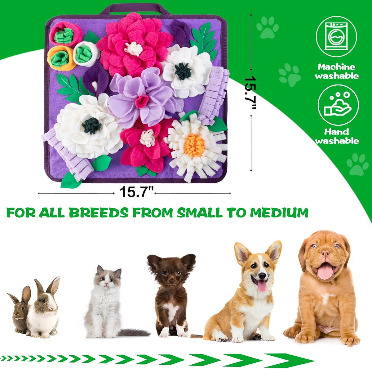 Snuffle Mat for Dogs,Dog Feeding Mat Sniff Mat Interactive Dog Puzzle Mat for Training and Stress - purple - image 3