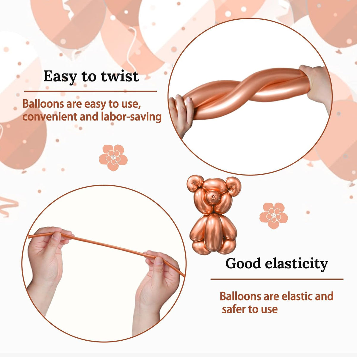 260 Clear Long Balloons for Animals - Metallic Champagne Gold - image 4