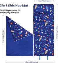 Kids Nap Mat Portable Slumber Bags with Removable Pillow and Blanket - Rocket - image 2