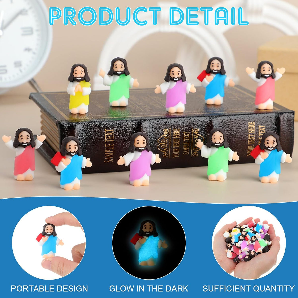 CroBlissful 50 little Jesus figurines that glow in the dark, five colors - view 26