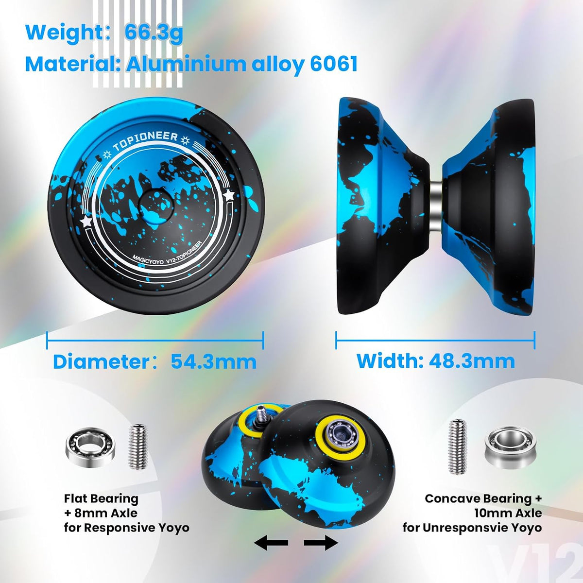 MAGICYOYO V12 Finger Spin Yoyo - Black Blue - image 4
