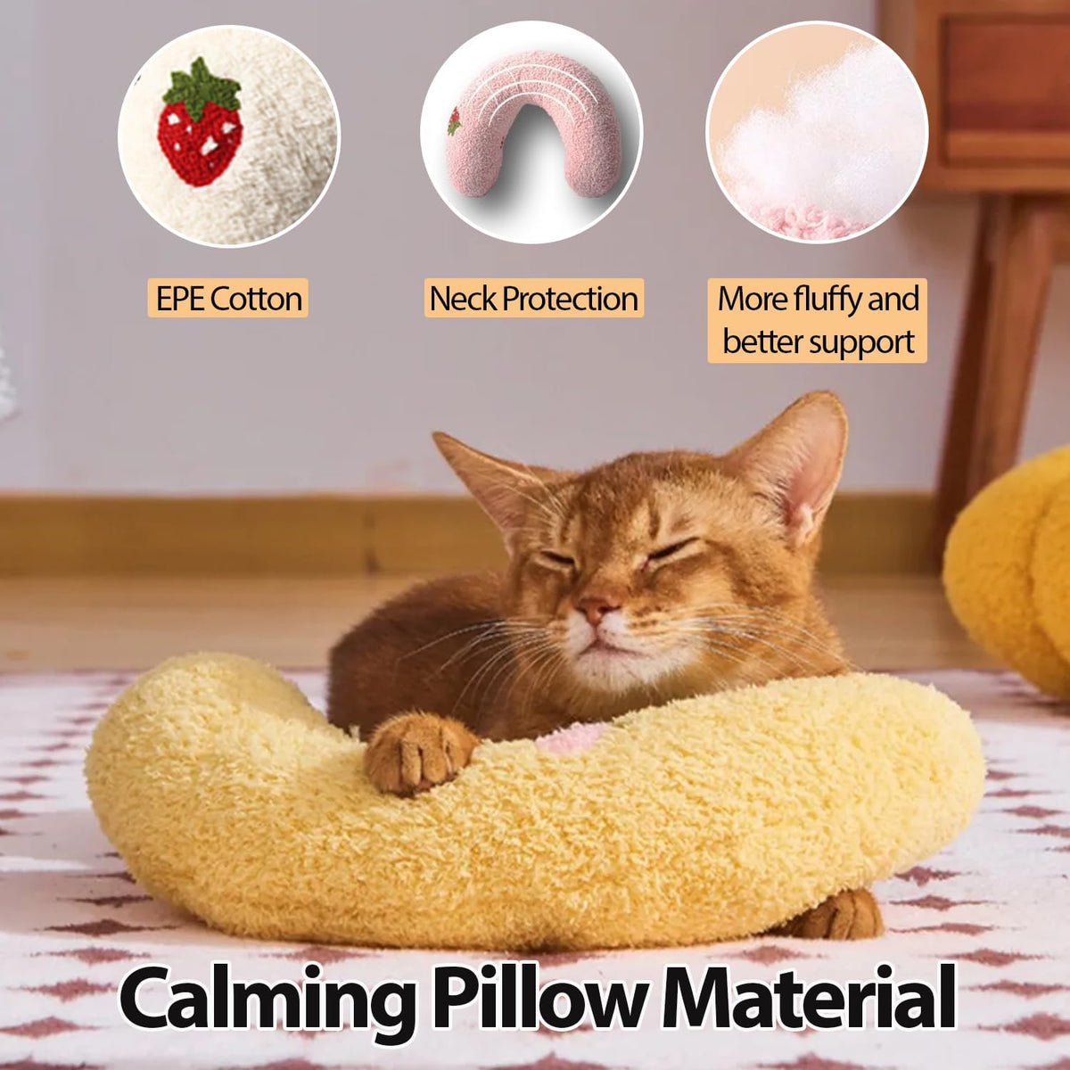 U-Shaped Calming Pillow for Cats and Dogs - White - image 3