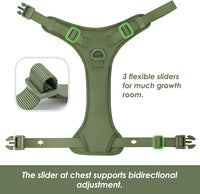 No Pull Dog Harness, Puppy Vest with Front Clip for Small Medium Large Sized Dog (Misty Green,XL)