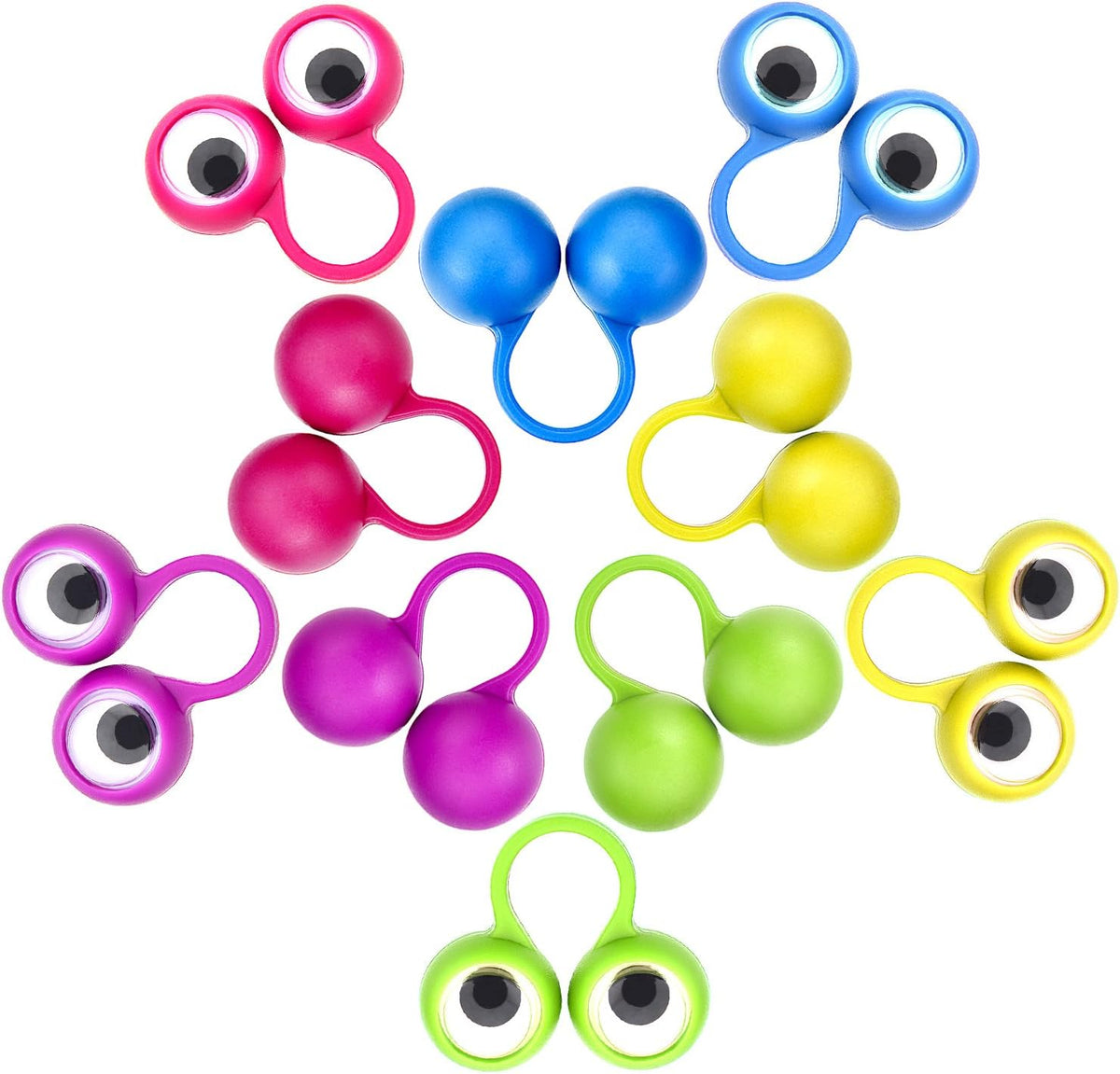 Frienda 30 Pcs Eye Finger Puppets Ring Toys for Kids, 5 Colors – Fun for Kids & Family - image 3