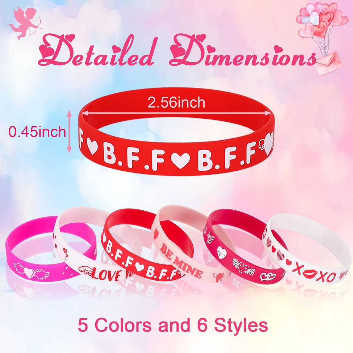 JUNEBRUSHS 24pcs Halloween Silicone Bracelets - Valentine Style - image 2