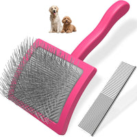 2PCS Slicker Brush for Dogs & Pet Comb - Pink / Large