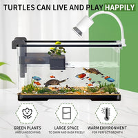 (Tank + Light + Filter + Filter Balls) Turtle Tank Kit, Turtle Tank Starter Kit,Bottom Drainage, Multi-Function Areas for Turtles, Crabs,Fishes, Amphibians,Reptiles. (21.65 × 12.28 × 12.28 Inch)