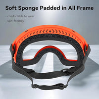 Dog Sunglasses UV Protection Clear Dog Goggles Windproof Glasses with Elastic Straps for Medium-Large Breed, Orange Frame + Clear Lens