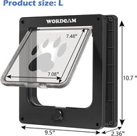 Wordcam X-Large Robust Cat Door for Interior/Exterior - Black / Large - image 2