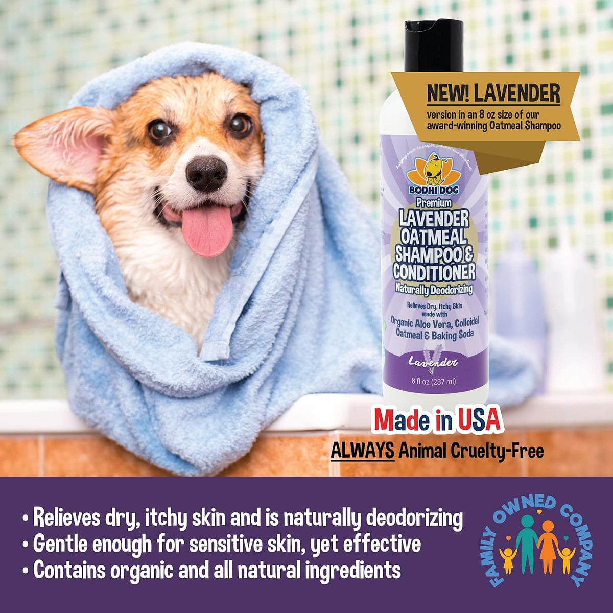 Bodhi Dog Skunk Shampoo | Skunk Smell Odor Remover Cleans & Deodorizes Using Essential Oils - Organic Lavender Oatmeal / 8 Fl Oz - image 4