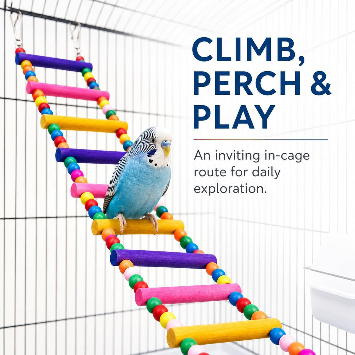 Flexible Wooden Bird Ladder Bridge for Cages, 8 Steps - 10Inch- 4 Ladders - image 2