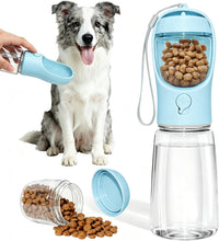 Portable Dog Water Bottle with Food Container - Sky Blue / 19oz