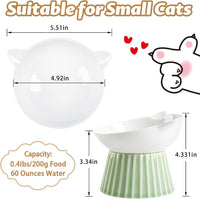 Ceramic Raised Cat Bowl，Tilted Raised Cat Bowl Anti Vomit Cat Bowls - Green - image 2