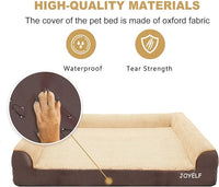JOYELF Orthopedic Dog Bed for Extra Large Dogs, U-Shaped Foam Sofa Couch Bed, Bolster Waterproof Pet Bed with Removable Washable Cover and Nonskid Bottom for Dogs - Coffee