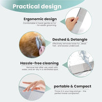 [3 Pack] Stainless Steel Pet Comb Set – Grooming Combs for Dogs & Cats, Large Medium Small Sizes – for Long, Short, Curly Hair, Detangling Matted or Knotted Undercoat Hair